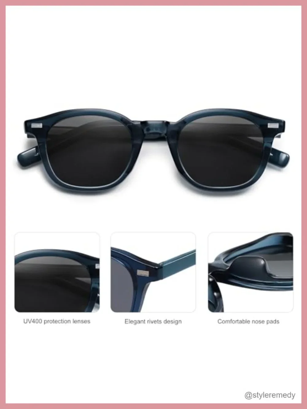Retro Square Sunglasses UV400 Protection Propionate Frame